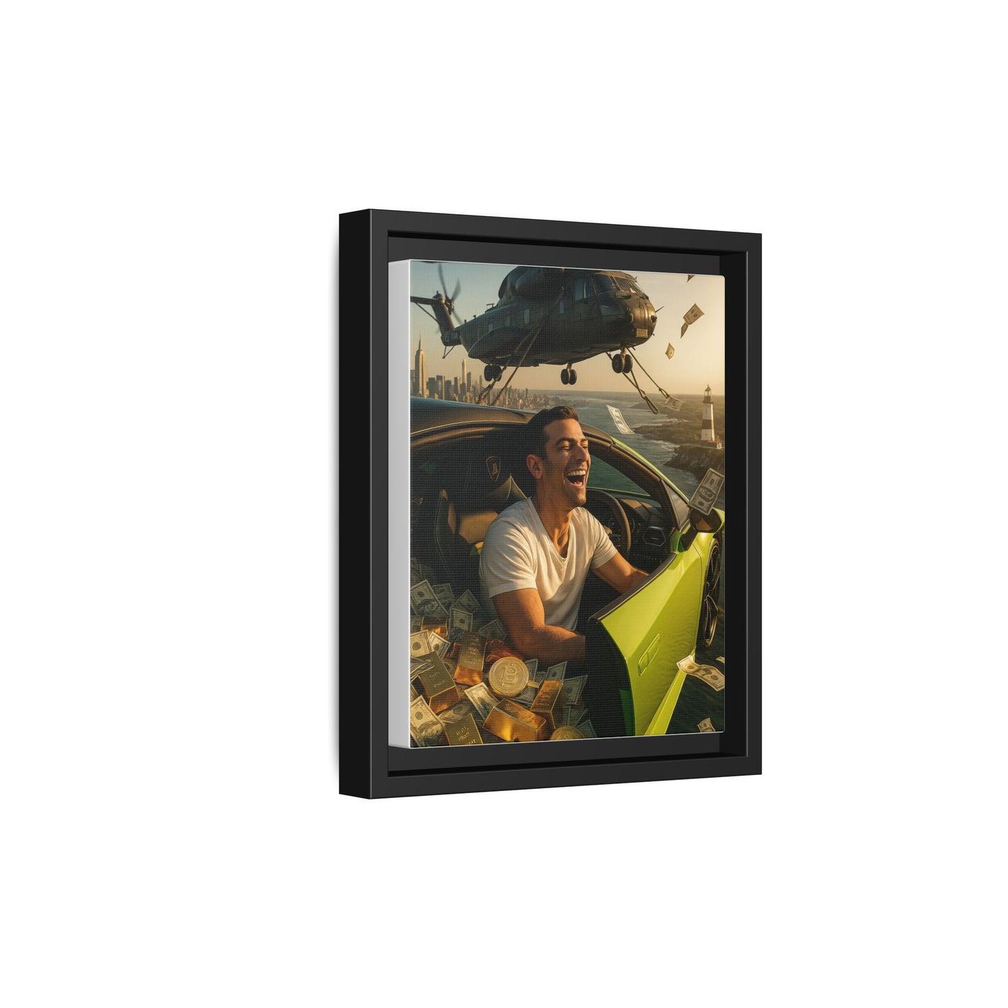 “Laughing My Way to the Bank” – Ultra-Luxury Cinematic Wall Art (8×10 Vertical Print)